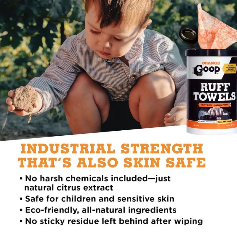 GOOP Orange Heavy Duty Ruff Towels with Scrubbing Power, 10”