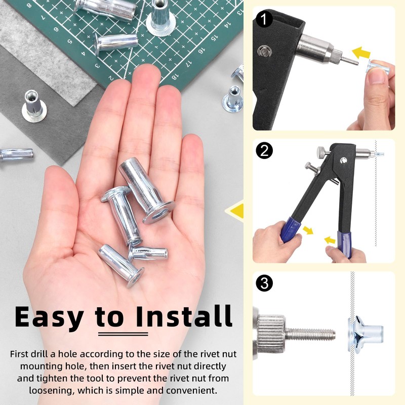 Mardatt 20Pcs M5 Multi-Grip Rivet Nuts, Zinc-Plated Pre-Bulbed Shank Flat