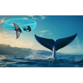 GANESA JW Whale Tail Bracelet, Dolphin Tail Bracelet for Men Women Boho Fishtail Bracelet Whaletail Charm Wrap Bracelet Vintage Men Women Bracelet Rope Bracelet Jewelry - Gift Box (Skyblue)