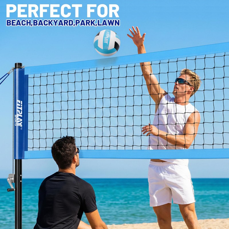 Outdoor Portable Volleyball Net Set with Anti-Sag Winch System