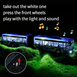 crelloci City Bus Toy for Kids, Die Cast Alloy Pull Back Vehicles, Metro Articulated Electric Bus with Sounds and Lights, Model Cars Toys Educational Gift for Kids Boys Girls Ages 3+