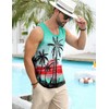 Babioboa Men Funky Hawaiian Tank Top Tropical Floral Beach Shirt