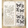 Tim Holtz Flutter Butterfly Clear Stamp Floral & Trellis Stencil