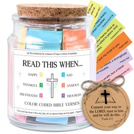 NewEleven Birthday Gifts For Women - Christian Gifts For Women, Her, Friends - Appreciation Present From Friend, Family - Decorative Glass Inspirational Scripture Jar With 92 Bible Verse
