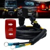 OZ-USA Turn Signal On/Off/On Red Rocker Switch Power Block Wire