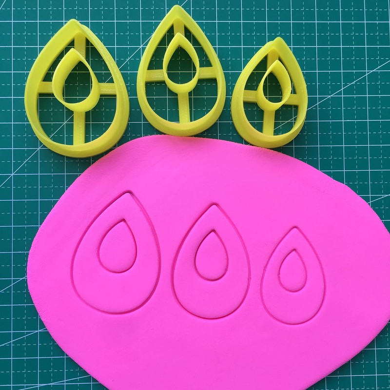 Set of 3 Tear Drop Donut Polymer Clay Cutters