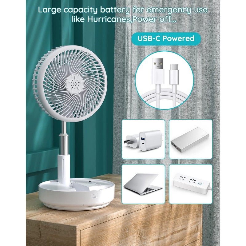 Primevolve Portable Oscillating Standing Fan,Rechargeable Battery Operated USB Floor Table