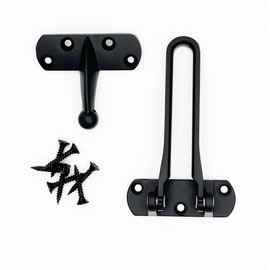 Hinged Bar Lock for Swing-in Doors, Door Latch Lock Chain – Secondary Security Lock for Door and Security, 3-7/8 in. Bar Length, Buckle (Single Pack) (BLACK)
