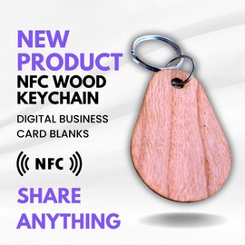 Wooden NFC Keychains for Custom Business Cards - 5 Pieces - Educational Laser Engraver Blanks - Integrate NFC Tags for Effective Digital Business Cards (Cherry Wood)