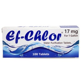 Ef-Chlor 17 Mg Water Purification Tablets / 100 Tablets Pack -1 Tablet Purifies 3-4 Liters of Water/Safe and Reliable Water Treatment No Color or Unpleasant Taste/Sterilize Disinfect & Purify Water