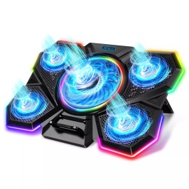 AIMIUZI Laptop Cooling Pad, Gaming Laptop Cooler with 5 Quiet Fans and LED Lights (On...