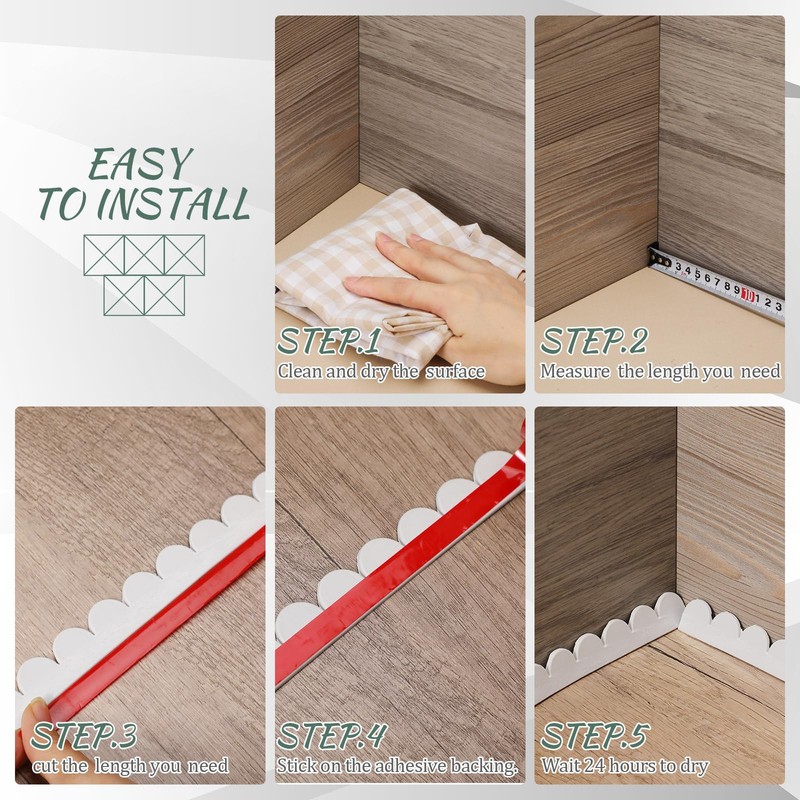 Maasechs Flexible Scalloped Molding Trim Peel and Stick 10ft DIY