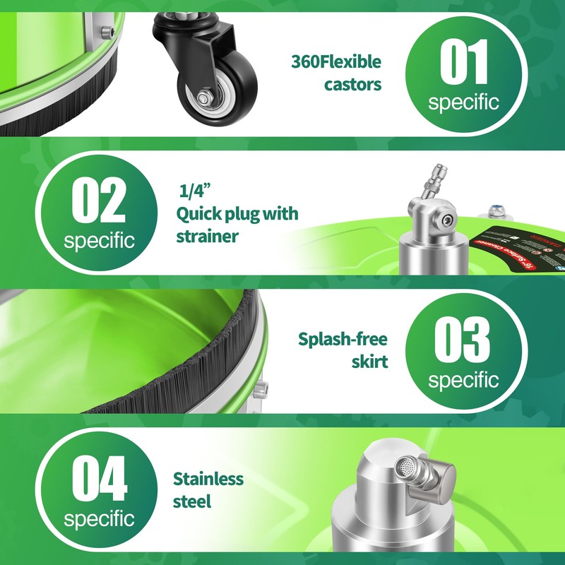 LidoDola 16'' Pressure Washer Surface Cleaner with 4 Wheels -