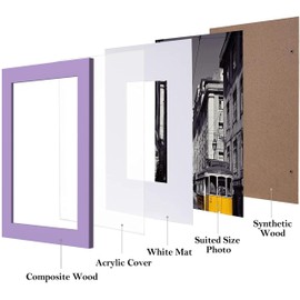 eletecpro 5x7 Picture Frames Set of 10, Picture Frame Collage Wall Decor Display 4x6 Photo with Mat or 5x7 Without Mat, Home Decor Gallery Frame for Table Top or Wall Mounting, Purple