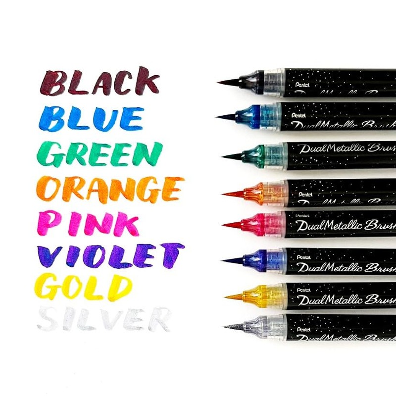 Pentel Black/Metallic Red Arts Dual Metallic Brush Pen