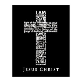 Names of Jesus - Cross Christian Wall Decor, Minimalist Decor Inspirational Wall Art, Modern Bible Inspired Print For Living Room Decor Aesthetic or Church (Unframed, 16 x 20 inches)