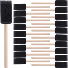 HINZIC 20pcs Foam Paint Brushes, Sponge Painting Tools with Wood Handle, Sponge Brush for Staining Varnishes DIY Large Area Crafts- Black