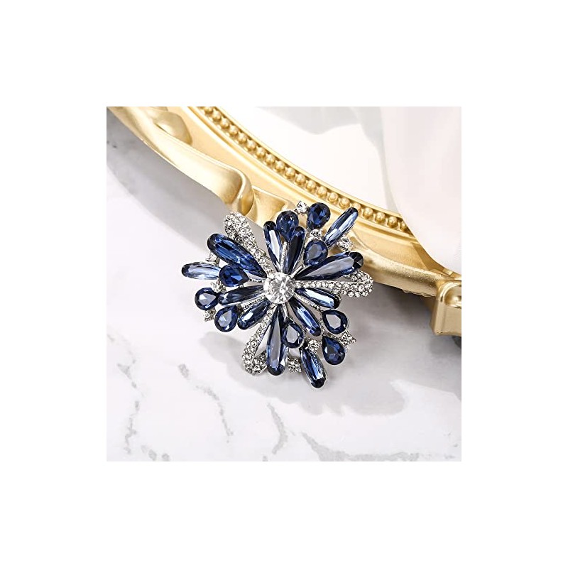 Clearine Stunning Multi Teardrop Round Austrian Crystal Rhinestone Cluster Brooch