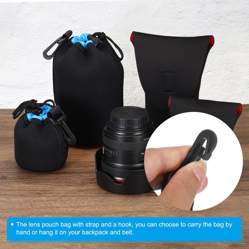 PATIKIL Camera Lens Bag 7x10cm Drawstring Lens Pouch with Thick