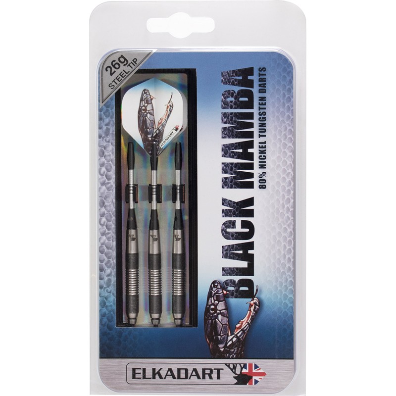 Elkadart Black Mamba 80% Tungsten Steel Tip Darts with Storage/Travel