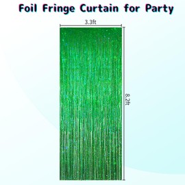 KERNOWO Tinsel Curtain, Green Glitter, Pack of 2 Party Curtains, Streamers Fringe, Birthday Photo Background Decoration for St Patrick's Day, Ireland, Mallorca, Hawaii, Aloha, Football, Birthday