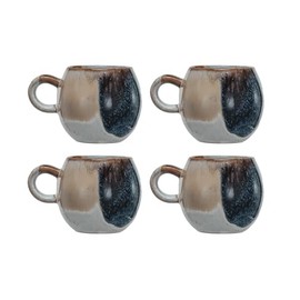 Bloomingville Earthen Sip Stoneware Mug Set, Tan and White, Set of 4