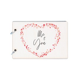 Me and You: Romantic Wood Cover Memory Book with Recycled Pages (scrap-ds23-redmeandyourg)