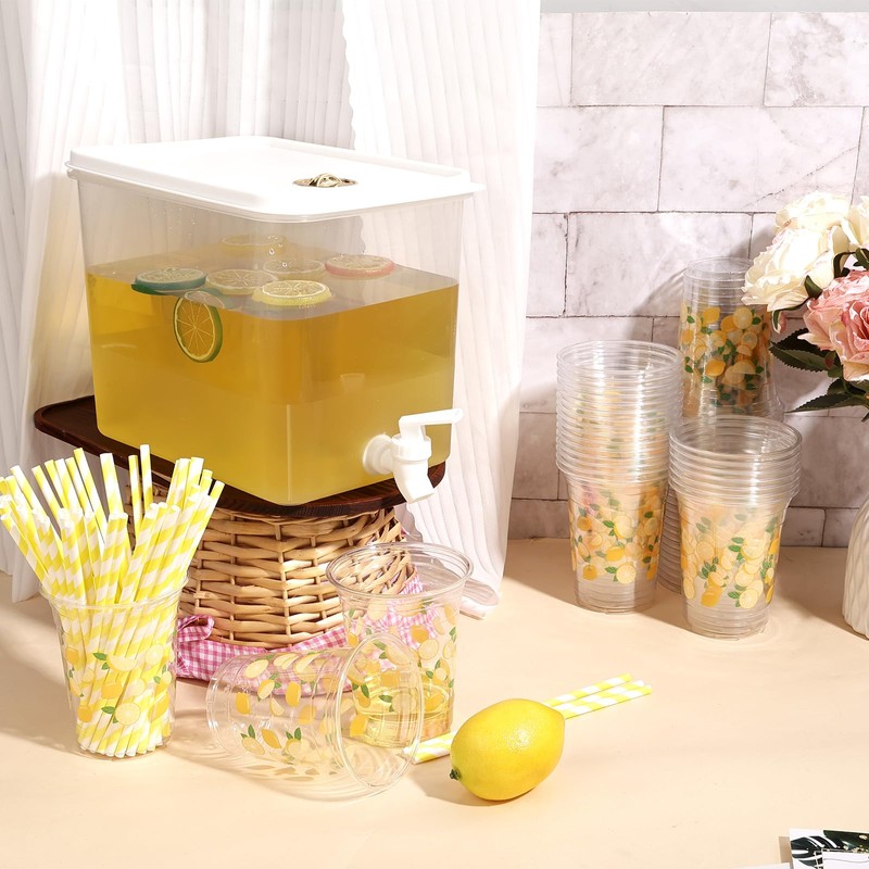 Foxtell Lemonade Stand Supplies Include 8.5L Plastic Drink Dispenser with