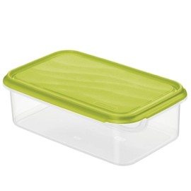 Rotho Rondo Food Storage Container 1.5 L with Lid, Plastic (PP) BPA-Free, Transparent/Green, 1.5 L (24.0 x 16.0 x 7.5 cm)