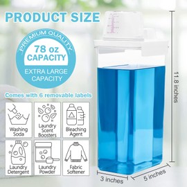 Monrocco Laundry Detergent Dispenser 3 Pack Laundry Soap Dispenser 78 oz Liquid Detergent Dispenser for Laundry Room Organization with 6 Removable Labels for Detergent Softener Bleach Powder Soda etc