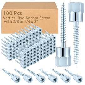 Gisafai 100 Pcs Vertical Rod Anchor Screw with 3/8 in 1/4 x 2'' Screw Threaded Rod Fitting Threaded Rod Hanger for Wood