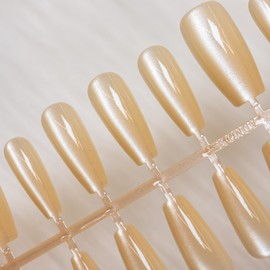 Nails with self-magnetic nail tips, 30 pieces, C70.Magnetic Nail Tips (Light Gold-Long Nose Pin) / 셀프 자석 네일팁 붙이는 네일, 30개, C70. 자석 네일팁 (라이트골드-롱코핀)