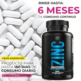 NIGHT | Zinc + Citrato de Magnesio y Melatonina con 180 Cápsulas de 500 mg (Rinde Hasta 6 Meses) Alta Biodisponibilidad y Pureza, Apoyo al Bienestar N