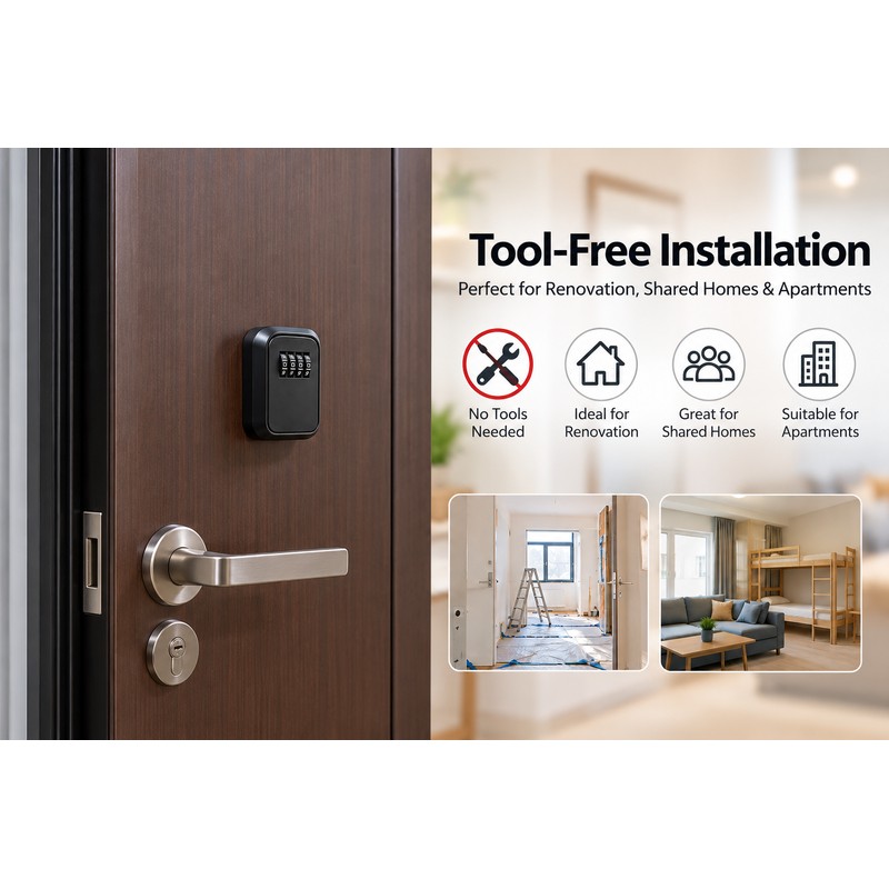 4-Digit Combination Key Lock Box for Door – Easy Peephole