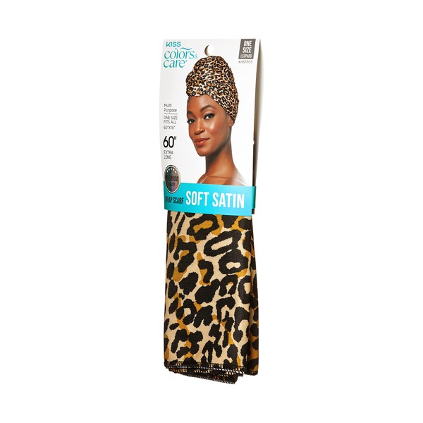 KISS COLORS & CARE - Bufanda de satén suave – estampado de leopardo, multiusos, suave y de alta calidad para minimizar el encrespamiento, prevenir roturas y asegurar estilos de cabello, pelucas y