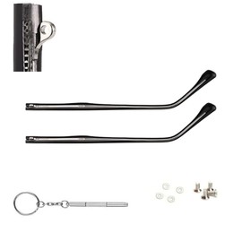 QYAJS 1 Pair Eyeglasses Replacement Temple Arms Black with Screws and 3-in-1 Screwdriver (Single Female Socket)
