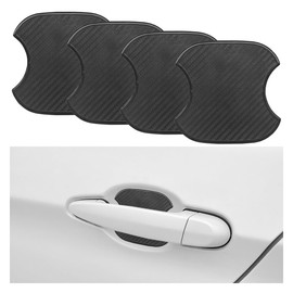 4PCS Car Door Handle Protectors, Carbon Fiber Door Handle Paint Cover Guard Pad, TPU Anti-Scratch Door Bowl 3D Sticker, Self-Adhesive Protective Film for Most Vehicles (Medium)