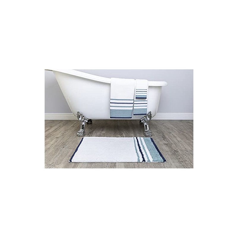 BALTIC LINEN COMPANY, Waves Bath Rug, Blue