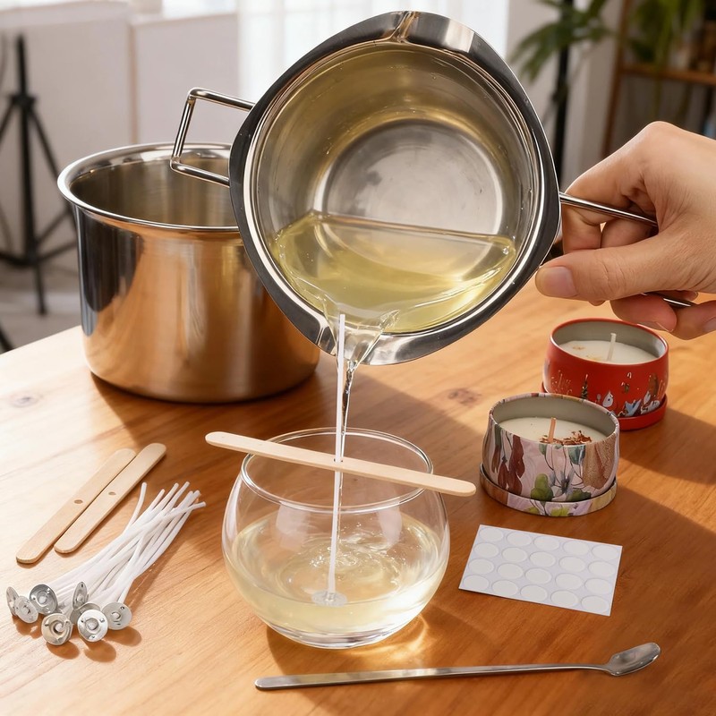 Double Boiler Melting Pot Set for Candle Making, 3-Piece Stainless