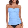 RELLECIGA Women's Sea Blue Ruched Bandeau Tankini Top Swimsuits Size