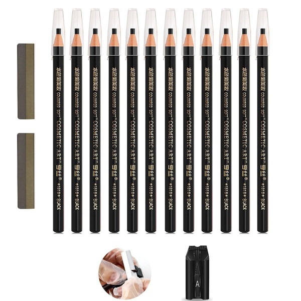 Brow Pencil Mapping Kit 12pcs Microblading Eyebrows Pencil 1pc Permanent