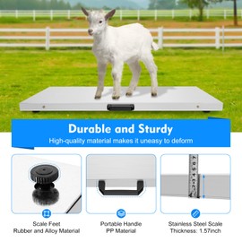 660lbs Digital Livestock Scale Large Pet Vet Scale with Dual Weighing Modes, Animal Scales for Weighing,Vet Scale with Rubber Mat Livestock Scale for Dog, Sheep