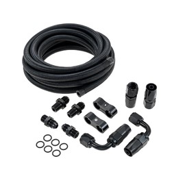 HZ-MONSTAR 6AN Automatic Transmission Cooler Lines Kit with Fittings Compatible with 4L60E 4L65E, 6AN Fuel Line Kit, AN6 Nylon Braided Fuel Line Hose Fitting Kit CPE 15FT for Oil Gas and Fuel