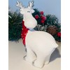 White Reindeer with Red Spotty Scarf Christmas Ornament (STANDING DEER
