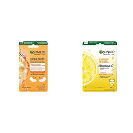 Garnier Skin Naturals Face Mascarilla facial en tela para ojos anti arrugas con naranja, hidra bomb de garnier, 1 pza Naranja  Garnier Macarilla...   
