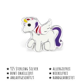 Monkimau Girls' Unicorn Stud Earrings 925 Sterling Silver Real Silver with Wings, Sterling Silver, No Gemstone