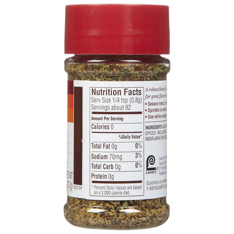 Lawry's Garlic Pepper Coarse Ground Blend, 2.6 oz Shakers, 2