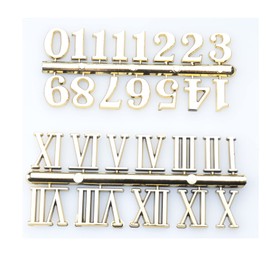 sowaka 2 Pcs Clock Numerals Kit Arabic Number Roman Number Plastic Clock Hands Replacement Parts Accessories for Home Wall Clock Repairing DIY Art Crafting Supplies (Gold)