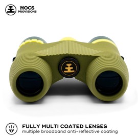 Nocs Provisions Standard Issue 10x25 Waterproof Binoculars, 10X Magnification, Bak4 Prism, Wide View Multi-Coated Lenses for Bird Watching, Hiking & Backpacking - Olive Green