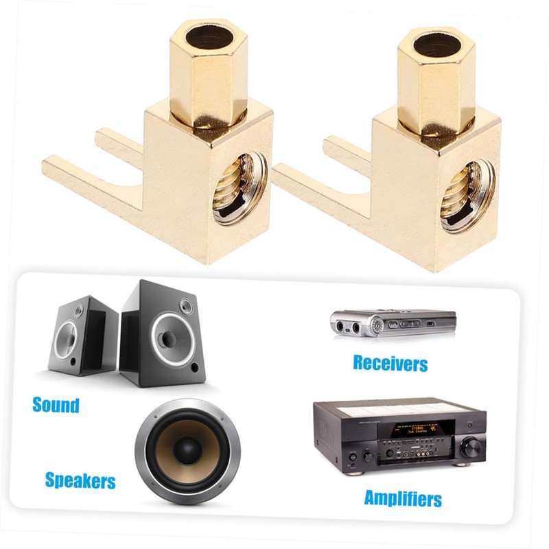 OSALADI 4pcs Shaped Right Angle Banana Speaker Spade Connector Plated